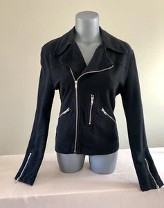 Giacca Moto Vintage Norma Kamali Nera Cotone Cerniere Taglia Small - Foto 1 di 9