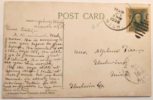 BENJAMIN FRANKLIN 1 Cent Stamp on RARE Postcard 1908 Post Marked - Bild 1 von 3