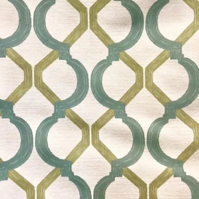DURALEE 15543-601 AQUA GREEN TRELLIS LATTICE UPHOLSTERY FABRIC 8 YARDS - Image 1 of 3