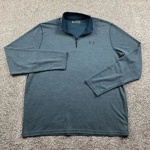 Under Armour Shirt Mens XXL Blue Pullover Zip Performance Long Sleeve Running - Picture 1 of 11