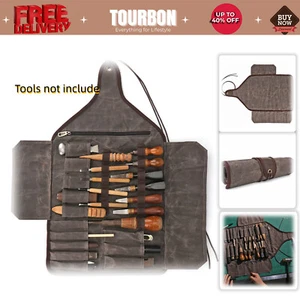 Tourbon Woodwork Tool Pouch Carving Chisel Knife Storage Knives Roll Canvas Pack - Picture 1 of 24