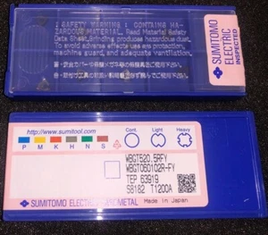 SUMITOMO CARBIDE INSERTS QUANTITY 10 WBGT520.5RFY WBGT060102R-FY T1200A - Picture 1 of 2