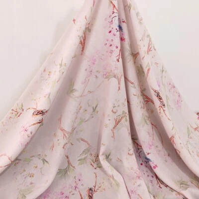 1 yard X 1.4 meter Floral Birds Rayon Material Soft Viscose Fabric For Dress - Image 1 of 4