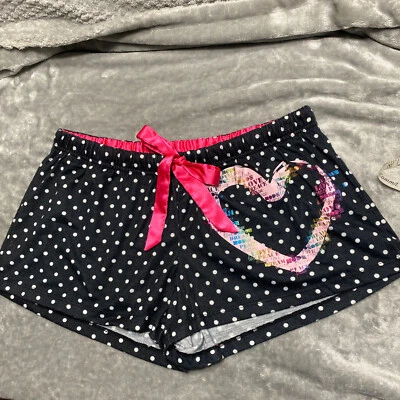 Pantalones Cortos de Salón Hot Kiss Negro ColorCorazón Diseño Rosa Talla L L L L Lunares Blancos Foto 1 de 4