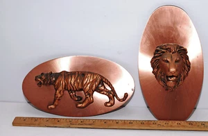 MCM Copper Wall Plaques Qty: (2): Tiger, Lion-3D Resin - Picture 1 of 3