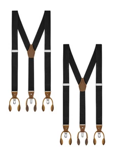 Buyless Fashion 2 Pack Suspender Men - 48" Adjustable Strap 1 1/4" Y Clip Button - Picture 1 of 77