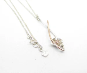 Colgante Clogau Oro Plata y Oro Rosa 9ct Diamante Snowdon Lily Cadena 18" - Imagen 1 de 9