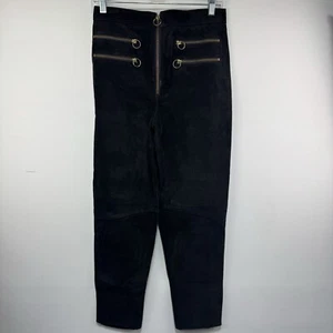 Pantalones Lynn Stuart Vintage ULTRA CINTURA ALTA Negro Gamuza Multi Cremallera Talla 4 - Imagen 1 de 7