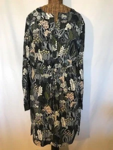 ANN TAYLOR - LANGARM BLUSE GEBLÜMT DUNKELBLAU WEISS GRÜN - S - Bild 1 von 5