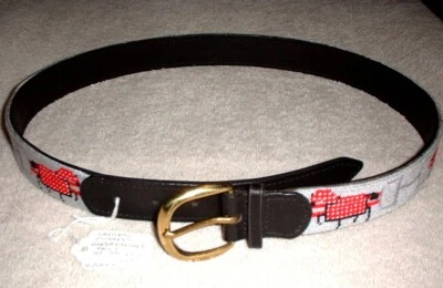 女士皮革和针绣马手工腰带尺寸 S 29 到 33 英寸 MZC — 第 1/4 张图片