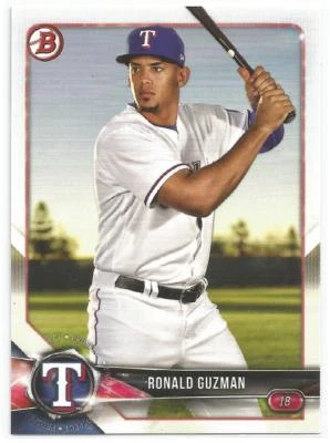 Ronald Guzman Texas Rangers 2018 Bowman Baseball Prospects Card - Image 1 of 3