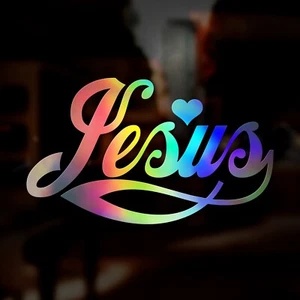 Jesus Typo Christus holographischer Aufkleber Aufkleber Auto Van Öl Slick Chrom Euro - Bild 1 von 1