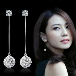 Fashion 925 Silver Drop Earrings for Women White Sapphire Jewelry A Pair/set - Picture 1 of 21