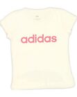 ADIDAS Girls Graphic T-Shirt Top 9-10 Years Small Off White AG63