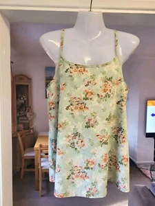Ladie's Peacocks Chiffon Cami Vest Top Size 8-UK Green Floral Print - Picture 1 of 6