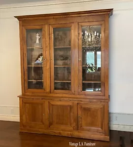 Antique French Restauration Bookcase w Glass Doors ~ Breakfront Made in France - Picture 1 of 9