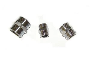 DOPPELNIPPEL 1/4 3/8 1/2 3/4 1 Zoll Gewinde Muffe Verbindungsstück Messing chrom - Picture 1 of 6