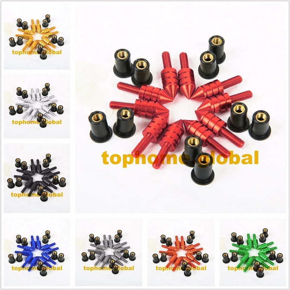 10pcs Universal Windscreen Windshield Spike Bolts Screw Kit M5 Nuts Cruiser  - Image 1 of 1