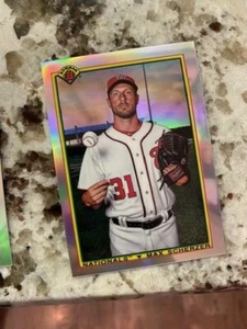 2020 BOWMAN 1990 CHROME REFRACTOR CARD WASHINGTON NATIONALS MAX SCHERZER #90B-MS - Picture 1 of 1