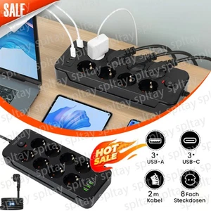 Regleta enchufes 2500W con 3 USB y 3 enchufes múltiples tipo C 6x 8x 2m - Imagen 1 de 28