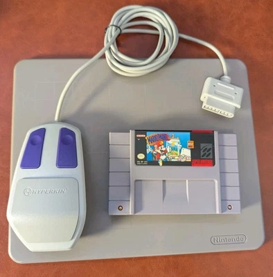 Mario Paint (Super Nintendo SNES, 1992) w/ Hyperkin Laser Mouse & OEM Pad Foto 1 de 2