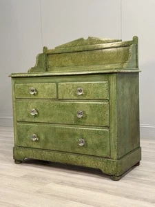 19th Century Pine Chest Of Drawer’s In Green Scumble Paint - Picture 1 of 13