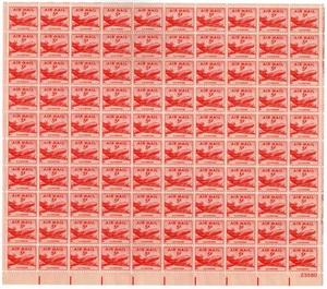 Scott #C33 Airmail DC-4 Skymaster Sheet of 100 Stamps - MNH P#23580 LR - Picture 1 of 2