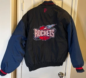 Chaqueta acolchada reversible azul/negro con logotipo de jugador profesional de colección talla grande de los Houston Rockets - Imagen 1 de 13