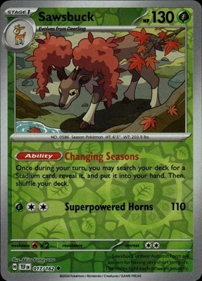 Sawsbuck - Reverse Holo Uncommon SV05: Temporal Forces 017/162 NM - Image 1 of 2