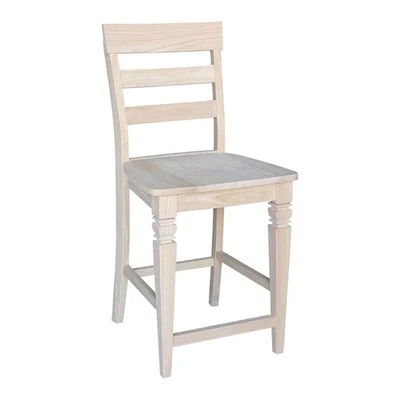 International Concepts Java Wood Counter Height Barstool in Unfinished - Image 1 of 4
