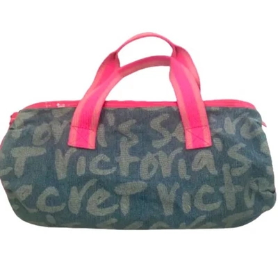 Bolso de Lona Victoria's Secret Deletrear Denim Gimnasio WeekenderTravel Azul Foto 1 de 4
