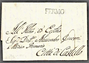 ITALY.  SUPER COMPLETE LETTER. FERMO to CITTI DI CASTELLO .2 POSTAL MARKS. 1821. - Picture 1 of 4