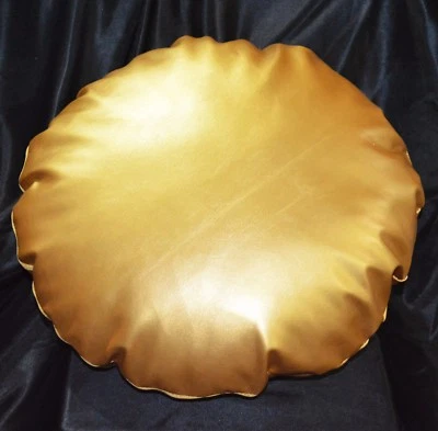 Pe253n Gold Soft Sheep Faux Leather Round Shape Cushion/Pillow Cover Custom Size - Image 1 of 4