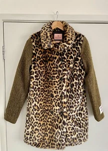 Scotch And Soda Designer Girls Faux Fur Leopard Coat Jacket Size 14 RRP$259 NWT - Picture 1 of 11