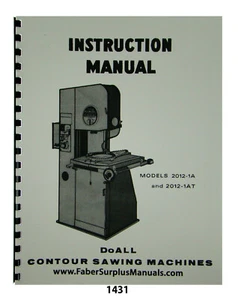 DoALL Bandsaw Models 2012-1A & 2012-1AT Instruction Manual #1431 - Picture 1 of 12