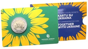 2023 Lithuania Together with Ukraine, Münzkarte Litauen 2 euro coin card   - bu - Picture 1 of 1