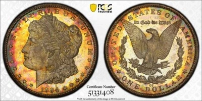 1884-CC Morgan $1 Dollar PCGS & CAC MS64 Proof Like .199 - S062 - Image 1 of 4