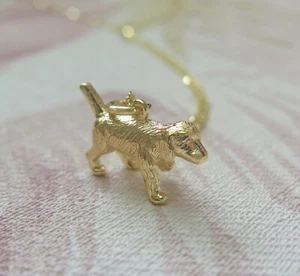 Sterling Silver Gold Plated Chinese Zodiac 2025 Year of the Dog Pendant Necklace - Picture 1 of 2