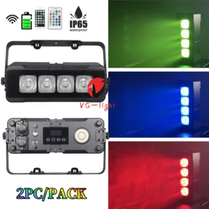 2PC Waterproof 4X20W Wireless LED Par Can Light Battery DMX Stage DJ Party Light - Picture 1 of 10