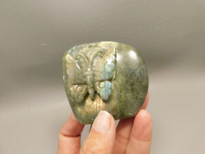 Butterfly Figurine Labradorite Stone Animal Insect Carving #O1