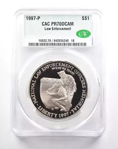 1997-P Law Enforcement Commemorative Silver Dollar PR70 DCAM CAC *5782 - Picture 1 of 3