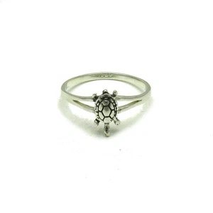 Bague en argent sterling véritable tortue solide poinçonnée 925 fait a la main - Picture 1 of 4