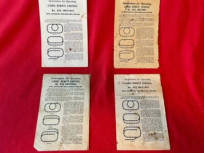 LIONEL POSTWAR ORIGINAL OPERATING INSTRUCTIONS 022 SWITCHES - Image 1 of 4