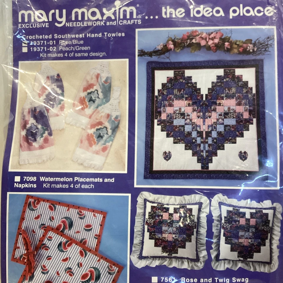 Toallas de mano Mary Maxim exclusivas de ganchillo Southwest rosa y azul nuevas Foto 1 de 4