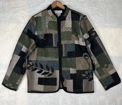 VTG Serengeti Womens Tapestry Patch Leaf Print Coat Jacket Blazer Sz M Old Money - Image 1 of 4