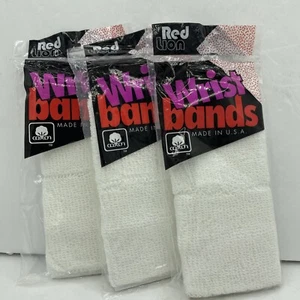 3 Vintage rote Lendenprodukte weiße Armbänder 100 % Baumwolle hergestellt in den USA Stil 404 - Bild 1 von 4