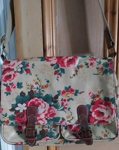 Vintage Original Cath Kidston PVC Cotton Shoulder Satchel Bag 13"x 10" - Picture 1 of 19