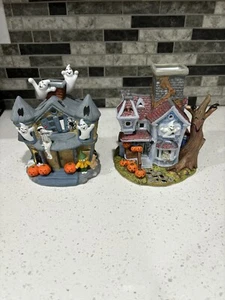 PartyLite Halloween Ghostly Tealight Village House & Haunted Tealight House - Picture 1 of 15