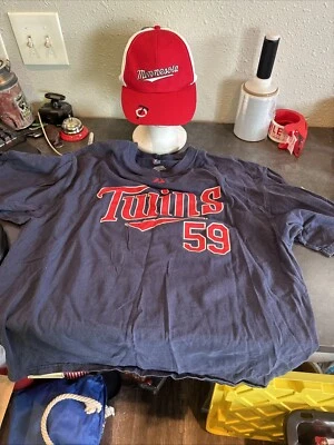 Camiseta deportiva de béisbol #59 Minnesota Twins marca majestuosa mediana XL y sombrero Foto 1 de 4