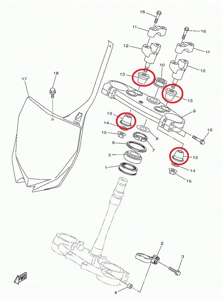 AMORTIGUADOR DE GOMA MONTAJE MANILLAR YAMAHA OEM YZ250F YZ450F FX WR250F WR450F 14-21 Foto 1 de 1